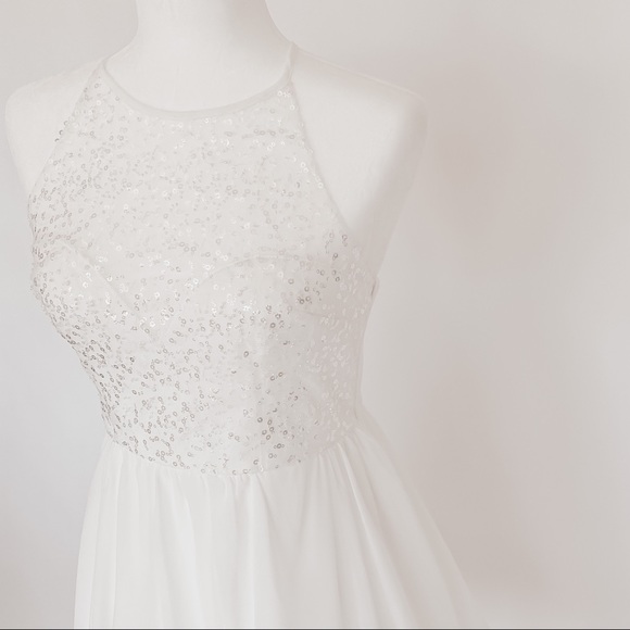 NWT White Mini Dress with Sequined Bodice - Picture 4 of 8